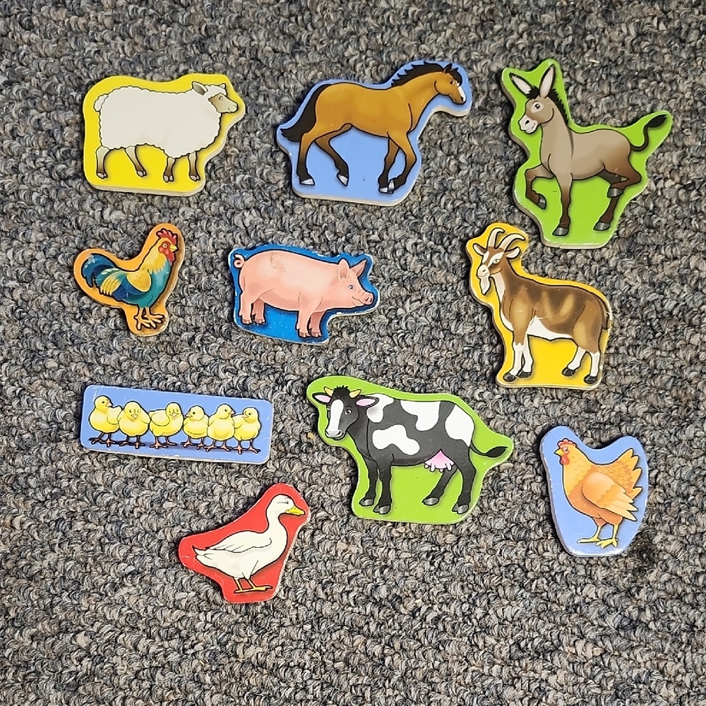 Farm Animal Wooden Magnet Set